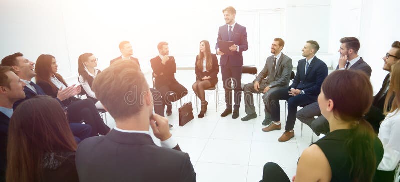 Manager reads a report for the business team. royalty free stock image