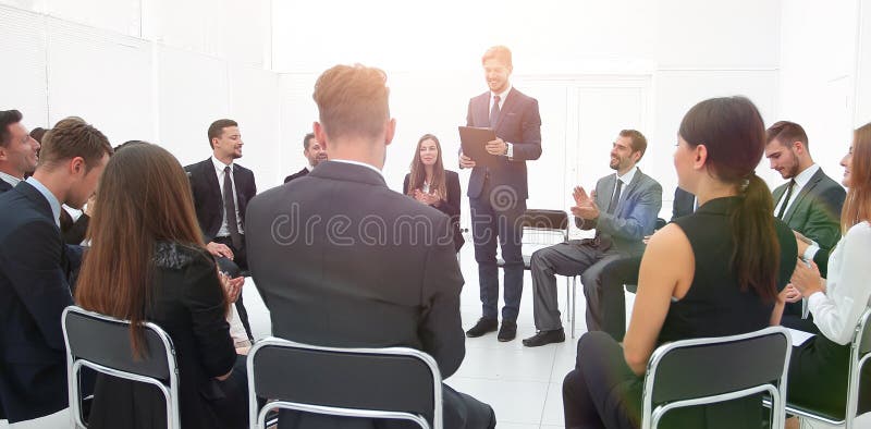Manager reads a report for the business team. royalty free stock image