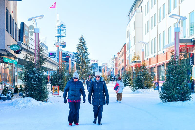 Senior People Passing by Lordi Square in Winter Rovaniemi Editorial Stock Photo - Image of capital, north: 106217308