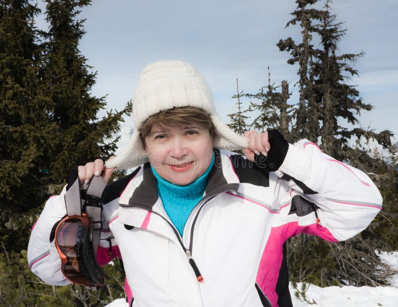 Senior woman in a beautiful winter cap