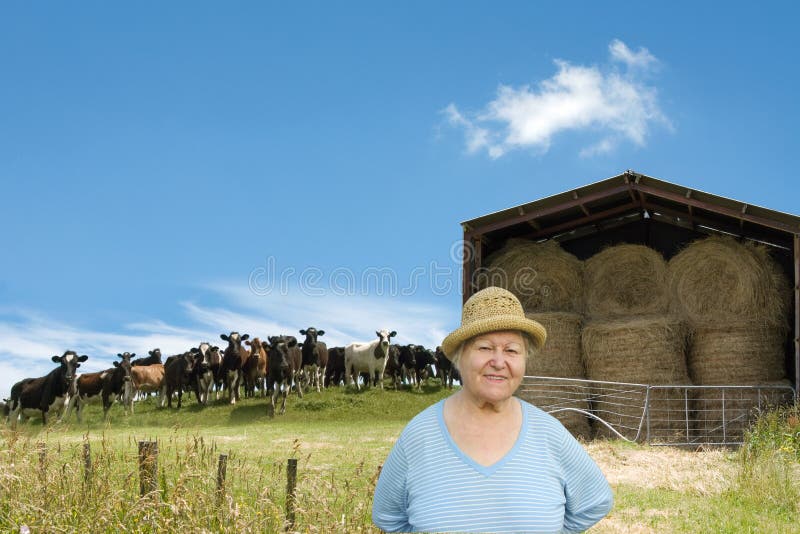 Senior woman on a farmland