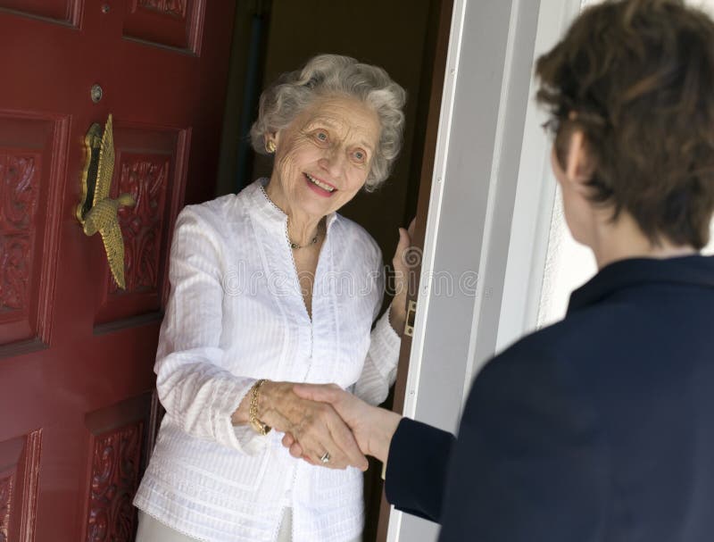 Senior woman friendly greeting