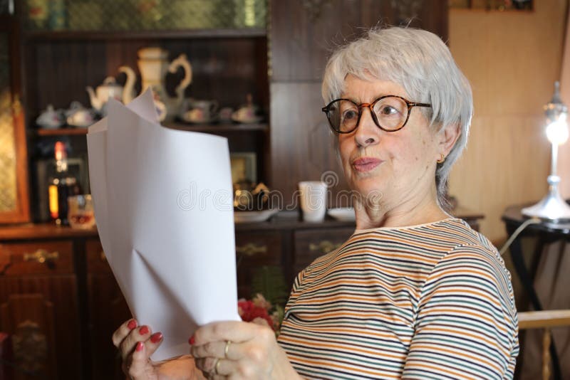 Senior Woman Getting Good News Stock Image Image ofenjoyment