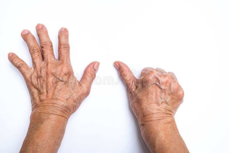 Senior woman hands counting 6 isolated on white background, Numbers 1-10 in sign language concept royalty free stock photo