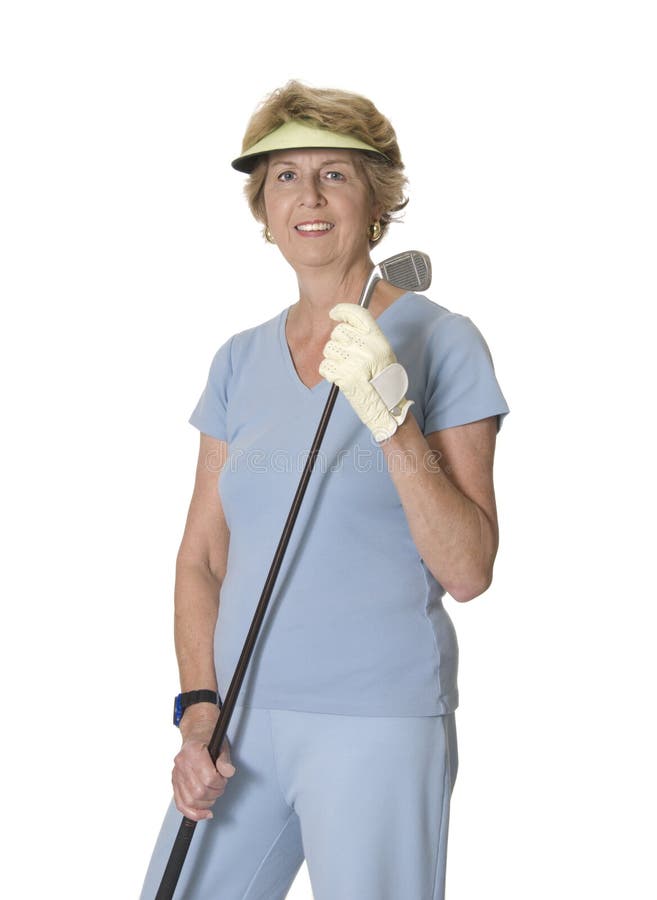 Senior woman holding golf club