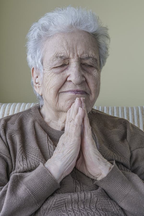 Mature Senior Woman Christian Religion Portrait Stock