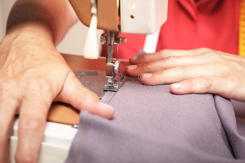 Senior Woman Sewing on a Sewing Machine Stock Photo Image of