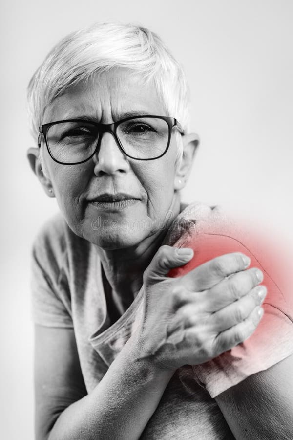 Senior Woman With Shoulder Pain Stock Image Image Of Pain White