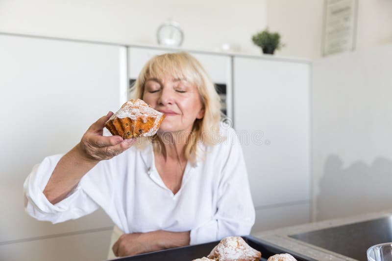 Old Lady Eating Birthday Cake