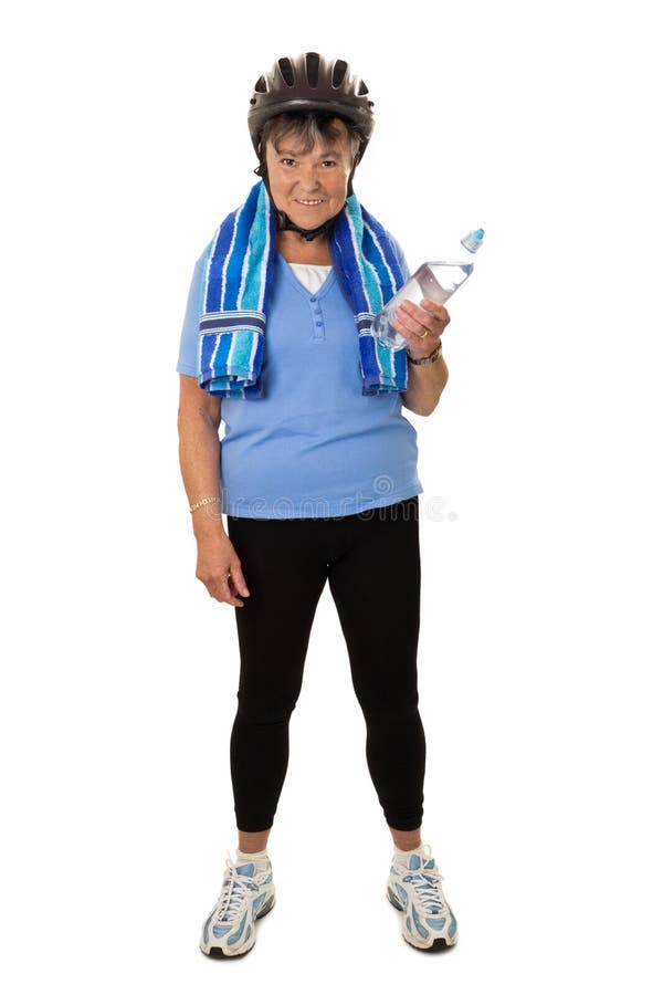Senior woman with water botte