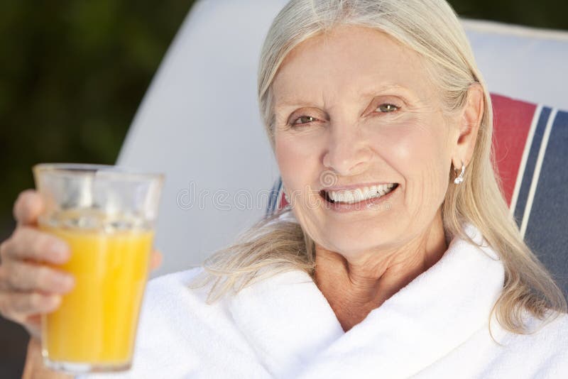 Senior Woman in White Bathrobe Stock Photo Image of bathrobe, healthy