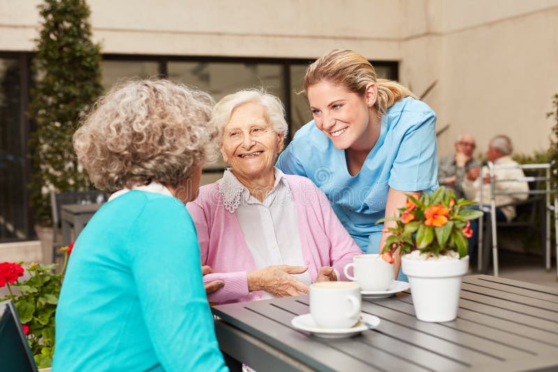 Senior Women Talk at the Retirement Home Stock Image - Image of nursing ...