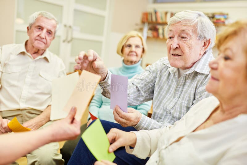 Seniors Do Memory Training with Notes Stock Photo Image of citizens