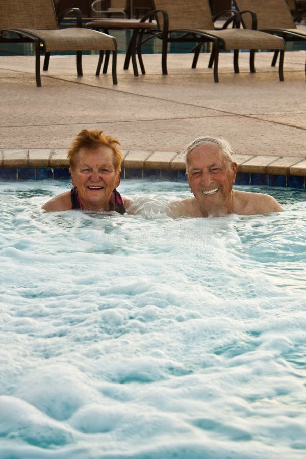Seniors Enjoying the Hot Tub Stock Image Image of health, male 23996303