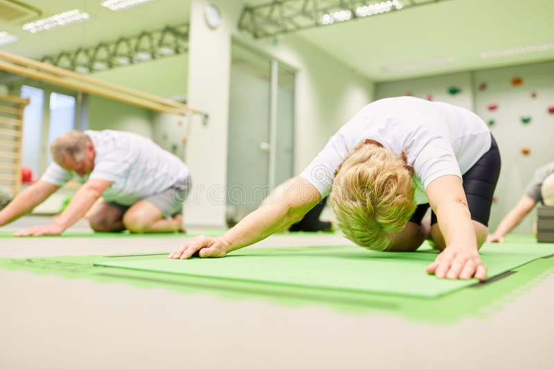 Seniors while Stretching in Back Exercises Stock Image - Image of ...