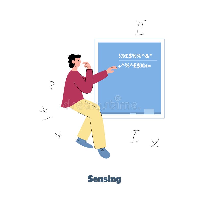 Sensing type of MBTI personality classification, vector illustration isolated. stock illustration