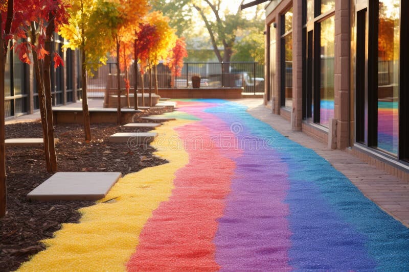 Sensory walkway made with various colors and textures royalty free illustration