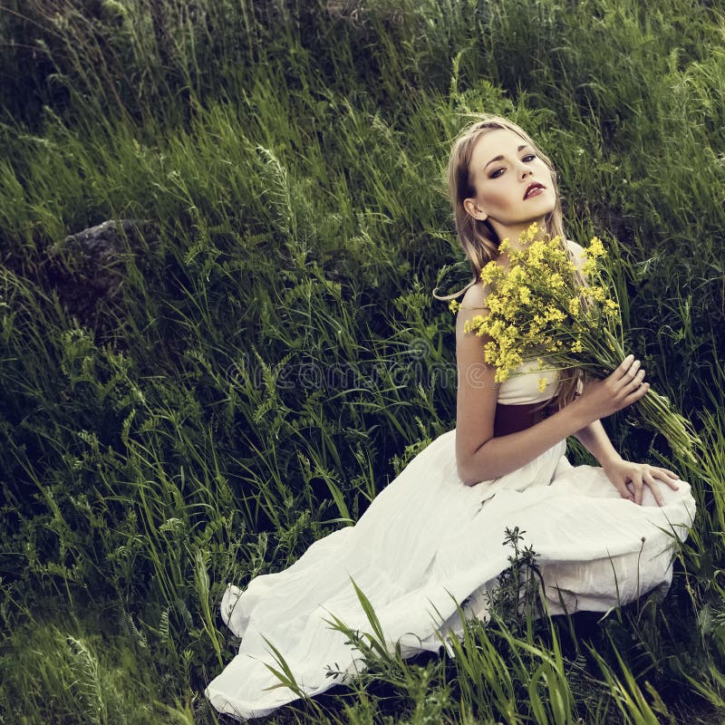 sensual girl in the forest.