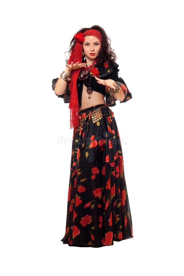 Beautiful Gypsy Woman. Isolated Stock Image - Image of flowers, girl ...
