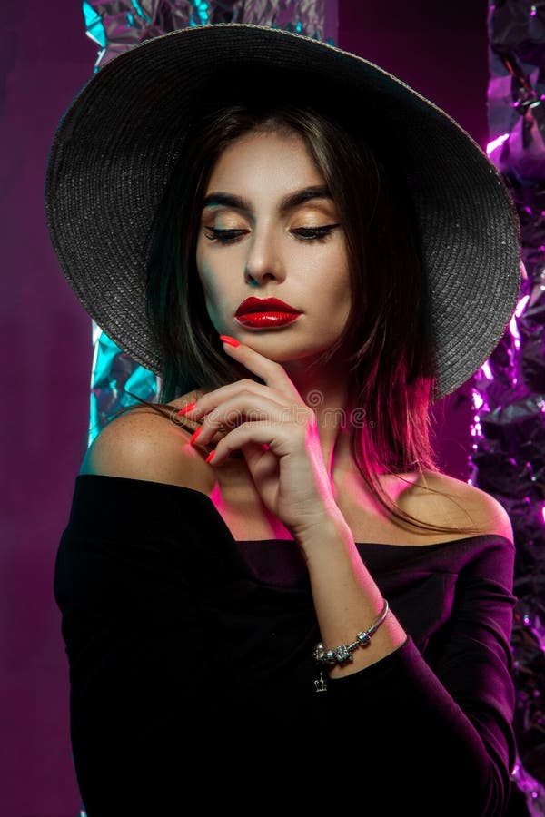 Sensual Woman in Hat Posing Stock Photo - Image of beauty, woman: 75910636