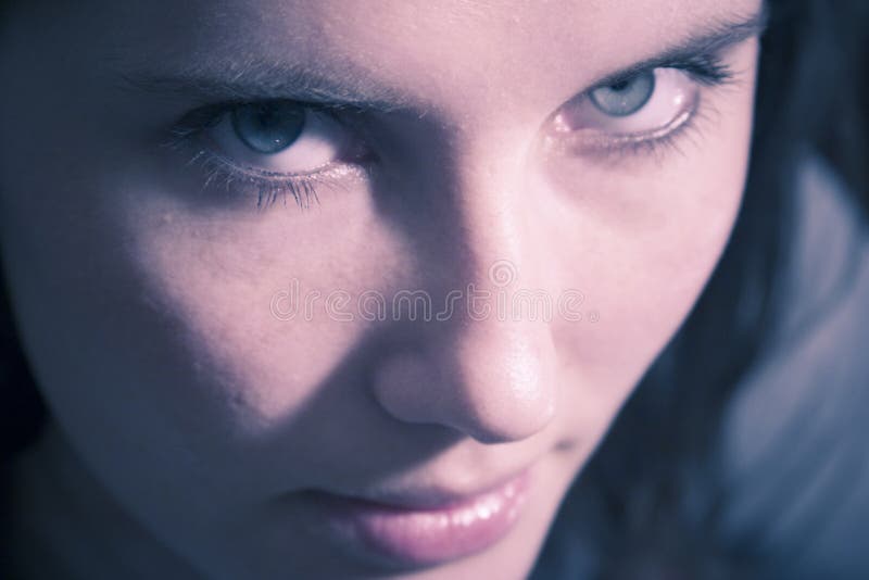 Sensual woman looking up, portrait.