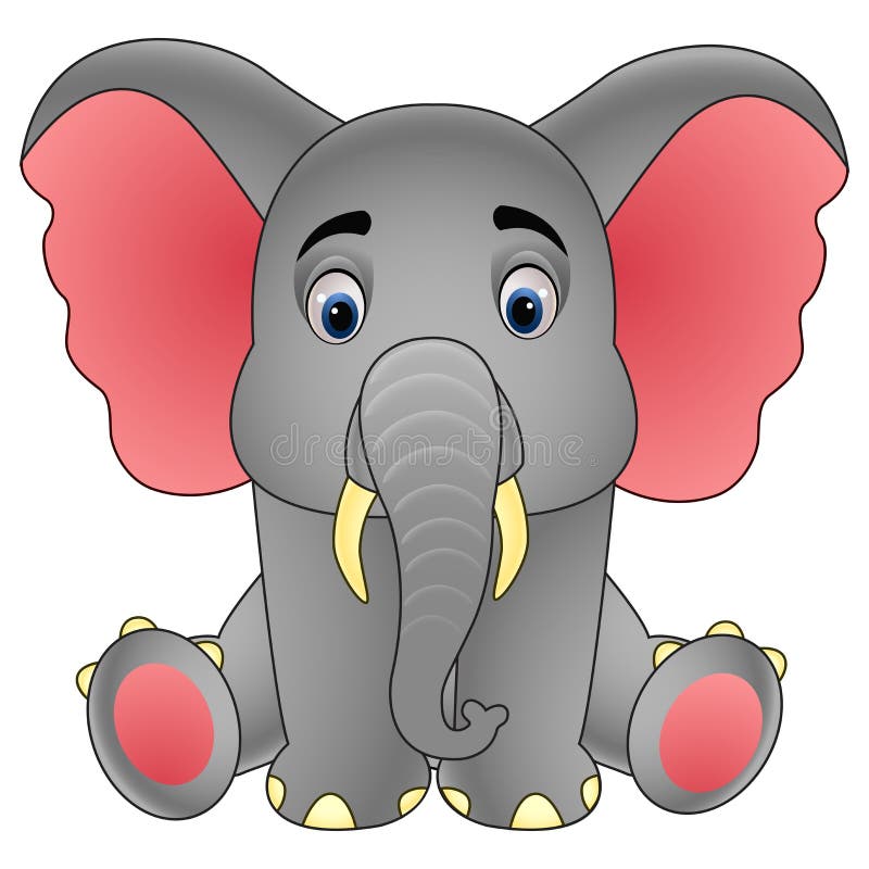 Sentada linda del elefante del bebé aislada en el fondo blanco stock de ilustración Sentada linda del elefante del bebé aislada en el fondo blanco stock de ilustración