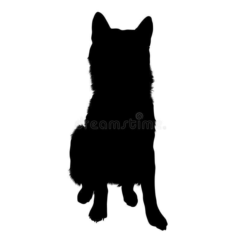 Sentado en la vista frontal akita estilo vector de silueta de perro ilustración del vector