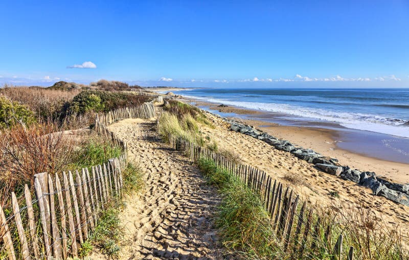 Sentier piéton sur la dune atlantique en Bretagne