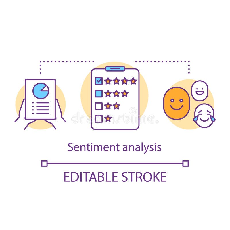 Sentiment analysis concept icon. Client satisfaction survey idea thin line illustration. Customer reviews, feedback. Service rating. Content analysis. Vector isolated outline drawing. Editable stroke. Drawing feedback vectors