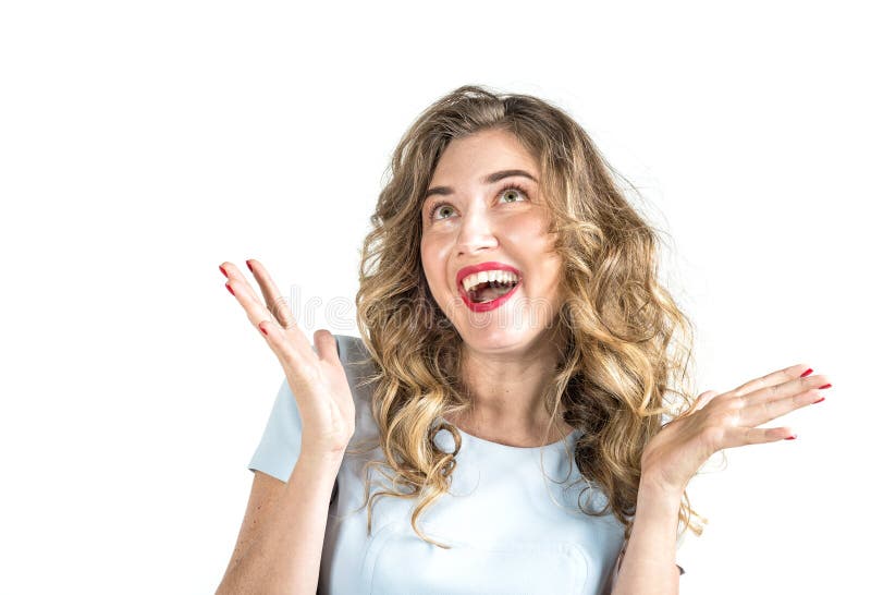 Sentiment positif de sourire de fille de portrait d'émotion mignonne d'expression photographie stock libre de droits Sentiment positif de sourire de fille de portrait d'émotion mignonne d'expression photographie stock libre de droits
