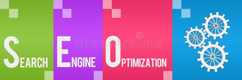 SEO Cztery Kolorowi bloki Horyzontalni ilustracji