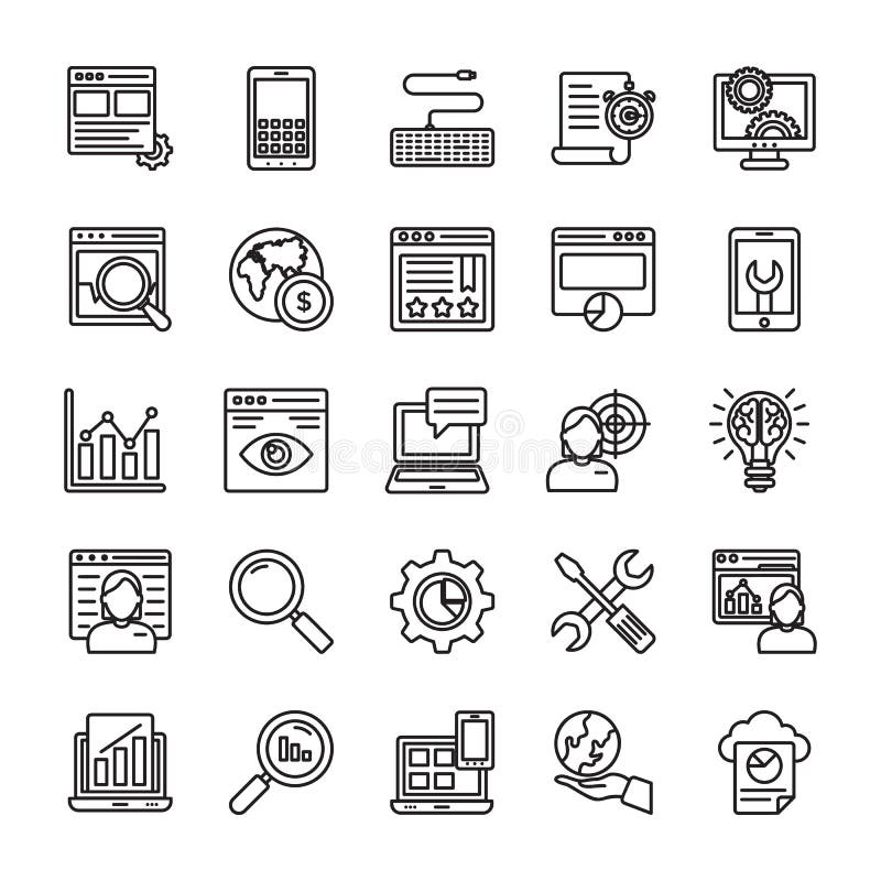 SEO e linea icone 1 di ottimizzazione di web illustrazione vettoriale SEO e linea icone 1 di ottimizzazione di web illustrazione vettoriale