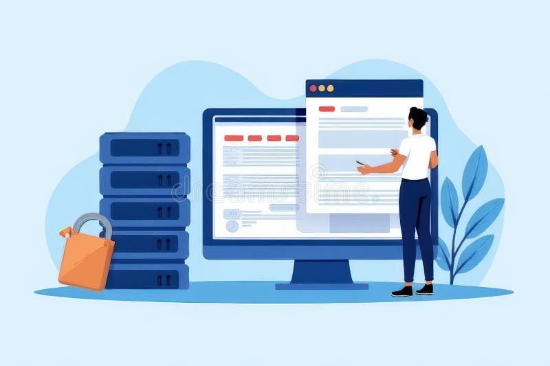 SEO Hosting Concept Illustration - Focused on Optimization and Reliability vector illustration