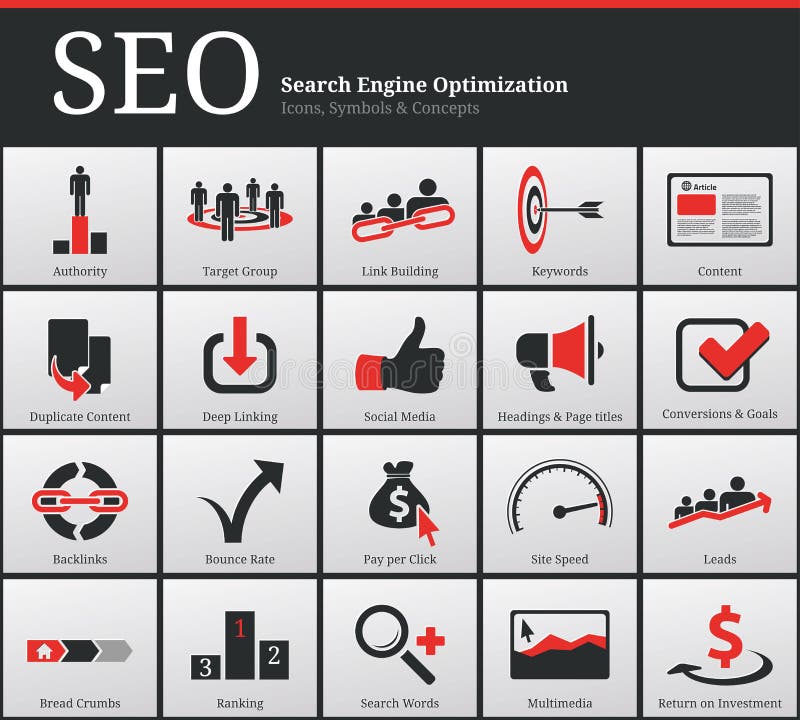 SEO Icons e simboli illustrazione di stock SEO Icons e simboli illustrazione di stock