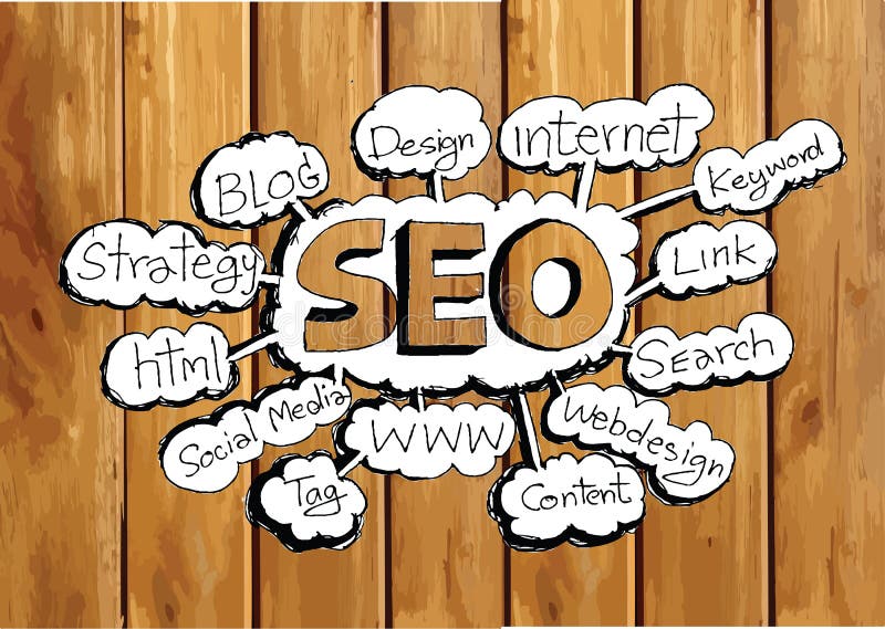 Seo Idea SEO Search Engine Optimization op houten plank als achtergrond royalty-vrije illustratie