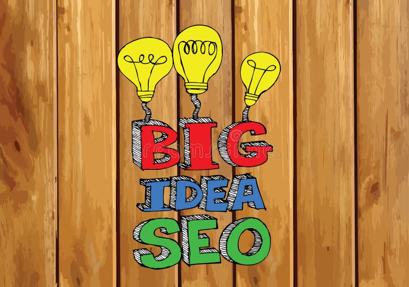 Seo Idea SEO Search Engine Optimization op houten plank als achtergrond royalty-vrije illustratie