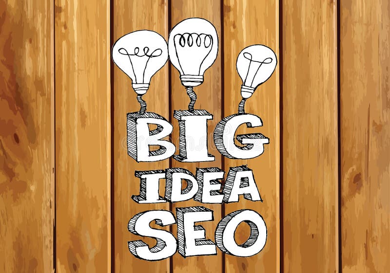 Seo Idea SEO Search Engine Optimization op houten plank als achtergrond vector illustratie