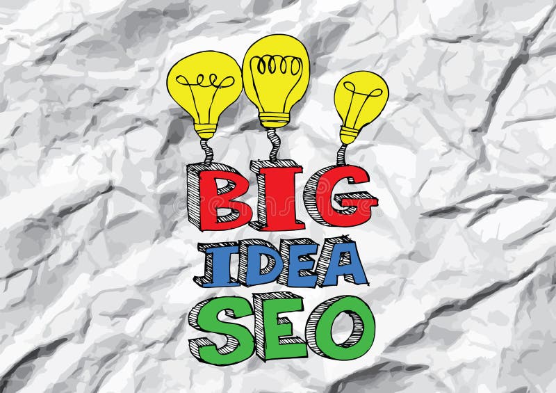 Seo Idea SEO Search Engine Optimization op verfrommeld document royalty-vrije illustratie