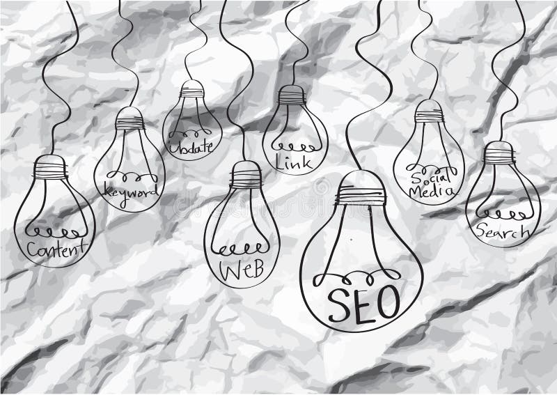 Seo Idea SEO Search Engine Optimization op verfrommeld document vector illustratie