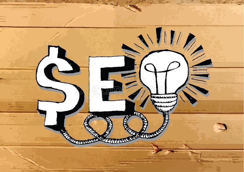 Seo Idea SEO Search Engine Optimization op zieke Kartontextuur vector illustratie
