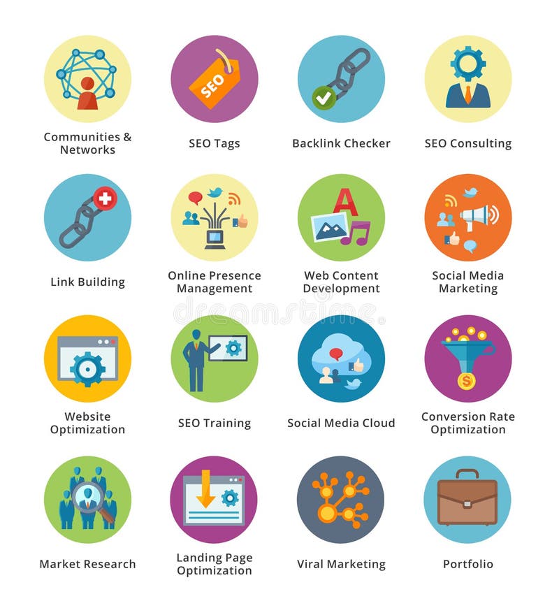 SEO & Internet che commercializzano le icone piane hanno messo 2 - serie della bolla illustrazione vettoriale SEO & Internet che commercializzano le icone piane hanno messo 2 - serie della bolla illustrazione vettoriale