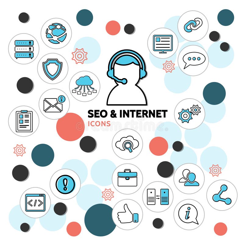 Seo and internet line icons set royalty free illustration Seo and internet line icons set royalty free illustration
