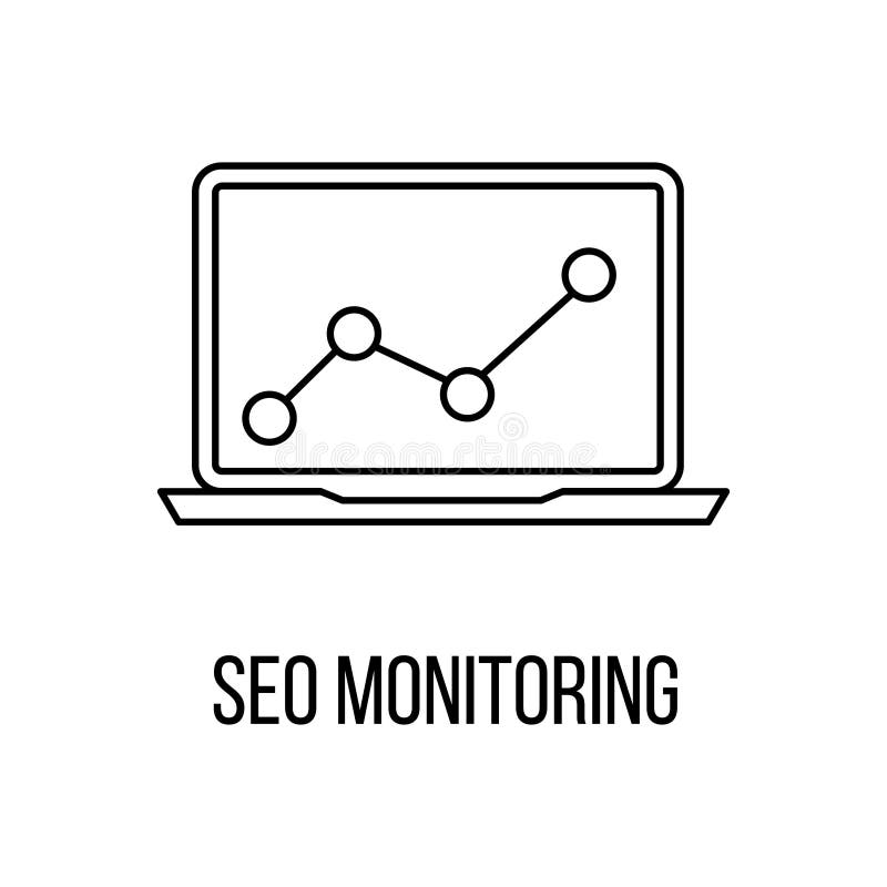 SEO Monitoring symbol eller logolinje konststil royaltyfri illustrationer SEO Monitoring symbol eller logolinje konststil royaltyfri illustrationer