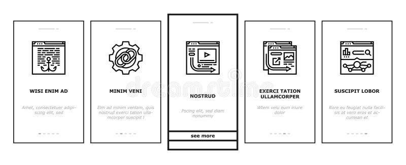 Seo optimieren Community on Boarding Icons Set Vektor vektor abbildung