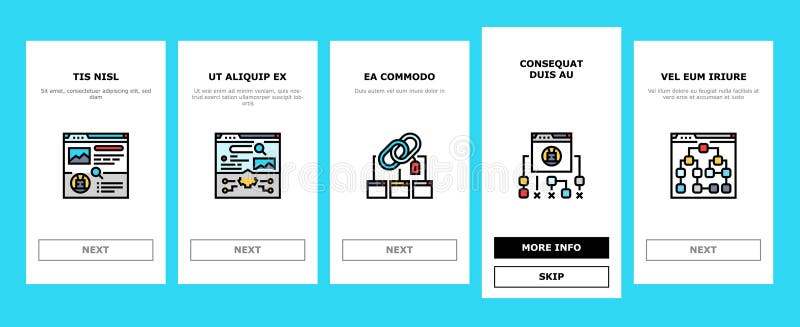 Seo optimieren Community on Boarding Icons Set Vektor lizenzfreie abbildung
