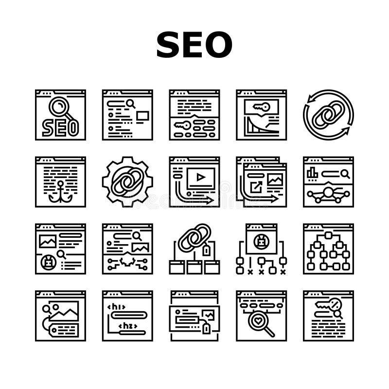 Seo optimieren Community Icons Set Vektor lizenzfreie abbildung