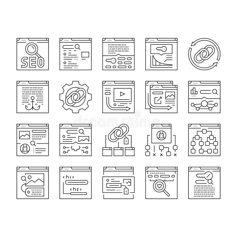 Seo optimieren Community Icons Set Vektor stock abbildung