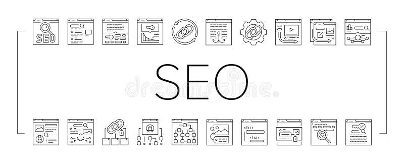 Seo optimieren Community Icons Set Vektor stock abbildung