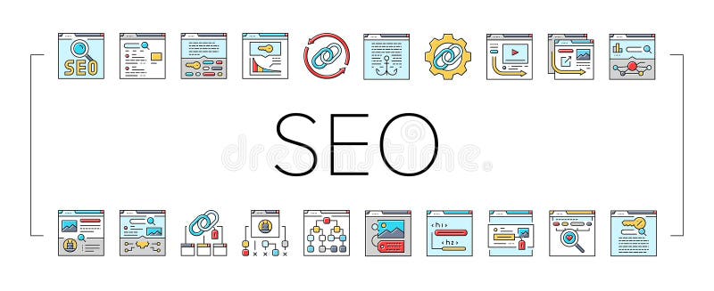 Seo optimieren Community Icons Set Vektor vektor abbildung