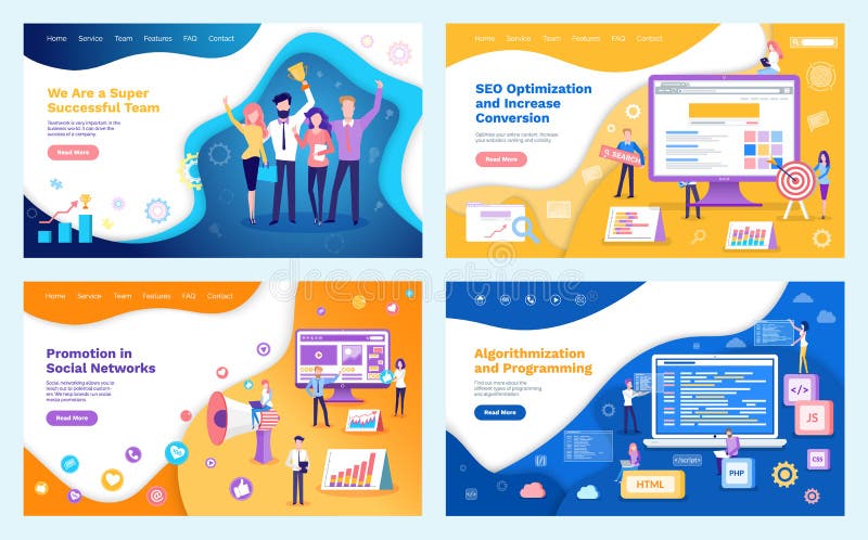 Seo Optimization Increase of Conversion, Team royalty free illustration